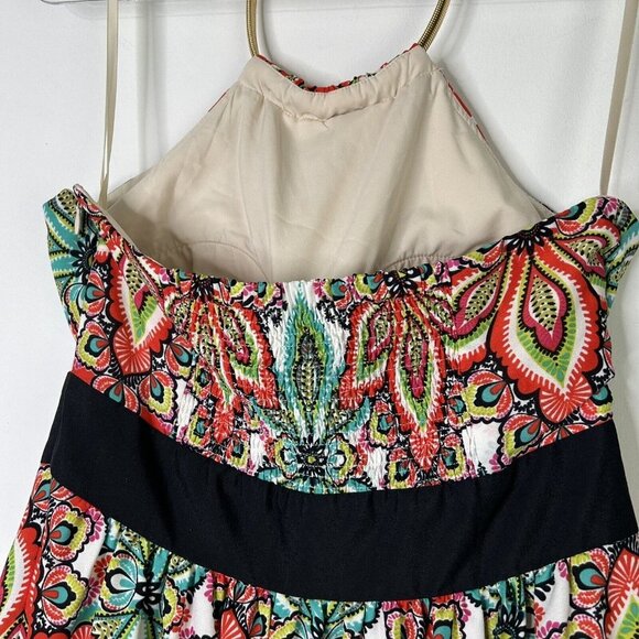 Eliza J Halter Maxi Dress Womens Size 6 Petite 6P Smocked Colorful Vacation - Picture 9 of 11